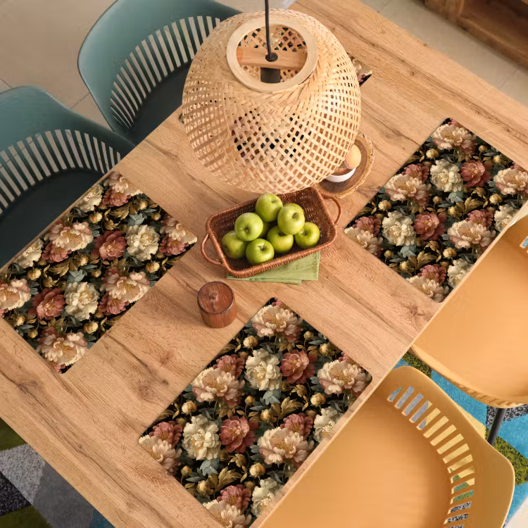 Bloemen - Barok - Patroon - Roze - Crème Placemat vinyl groot 368 -zzsfeer5_Kitchenyeah-website
