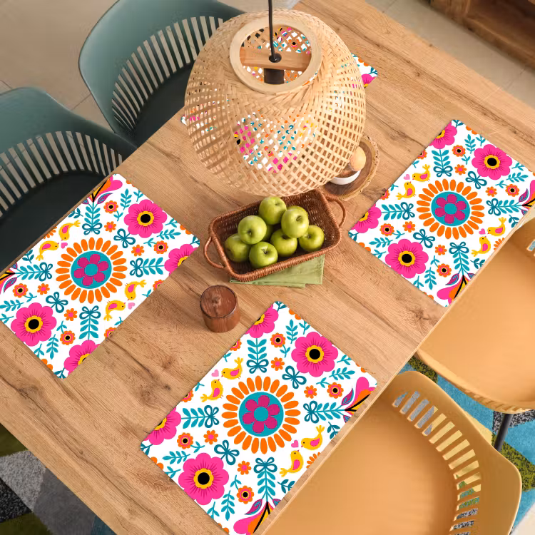 Bloemen - Vogel - Patroon - Kleurrijk - Modern Placemat vinyl groot -zzsfeer5_Kitchenyeah-website