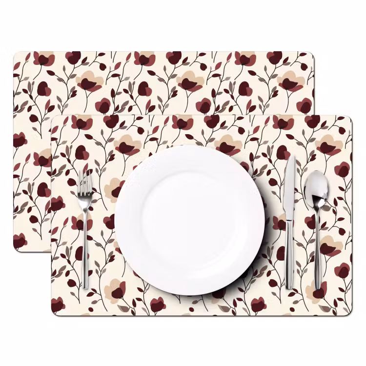Bloemen - Botanisch - Bordeaux Placemat vinyl groot 368 -zzsfeer2_Kitchenyeah-website