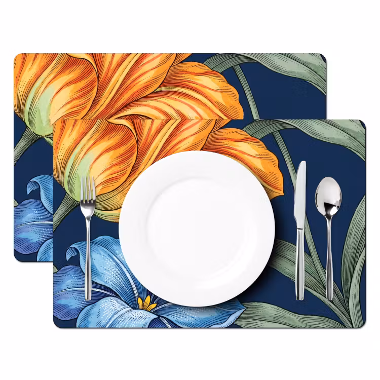 Placemat - 6 pieces - Flowers - Botanical - Pattern - Bloemen - Botanisch - Patroon Placemat vinyl groot