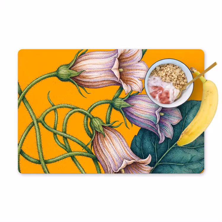 Placemat - 6 pieces - Flowers - Botanical - Yellow - Bloemen - Botanisch - Geel Placemat vinyl groot