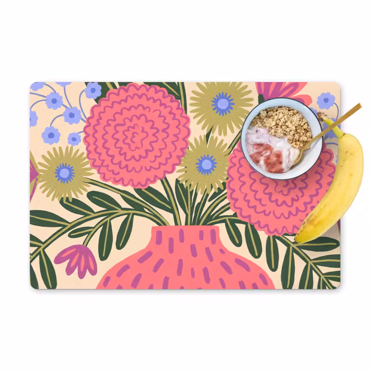 Bloemen - Boeket - Natuur - Abstract - Roze Placemat vinyl groot -zzzproduct_Kitchenyeah-website