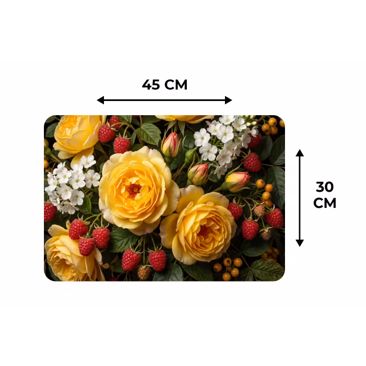 Bloemen - Boeket - Natuur - Klassiek - Geel Placemat vinyl groot -specs