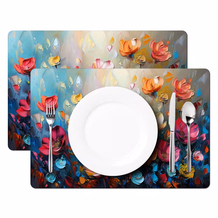 Bloemen - Kleurrijk - Abstract - Verf - Natuur Placemat vinyl groot -zzsfeer2_Kitchenyeah-website