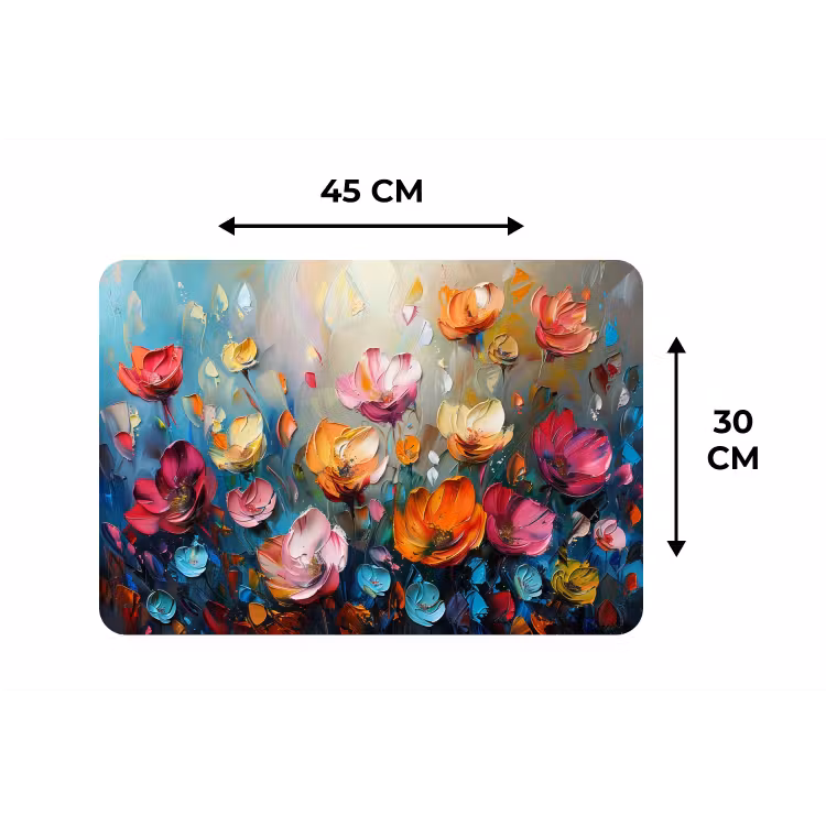 Bloemen - Kleurrijk - Abstract - Verf - Natuur Placemat vinyl groot -specs
