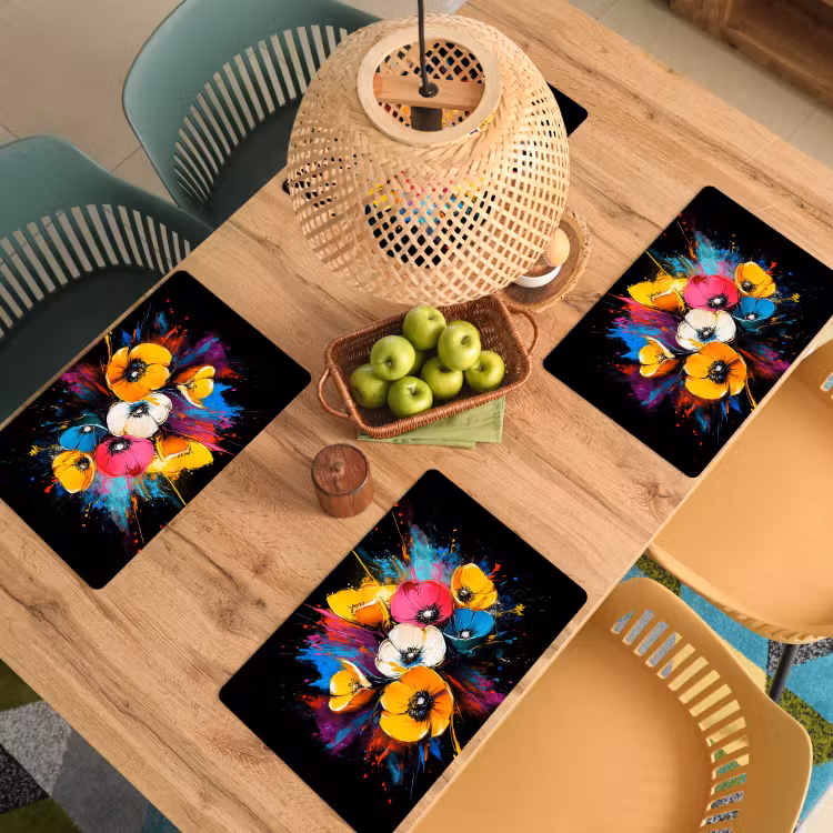 Bloemen - Kleurrijk - Graffiti - Modern - Boeket Placemat vinyl groot -zzsfeer5_Kitchenyeah-website