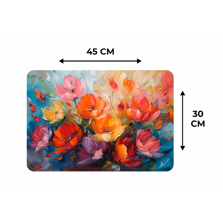 Bloemen - Kleurrijk - Verf - Abstract - Kunst Placemat vinyl groot -specs