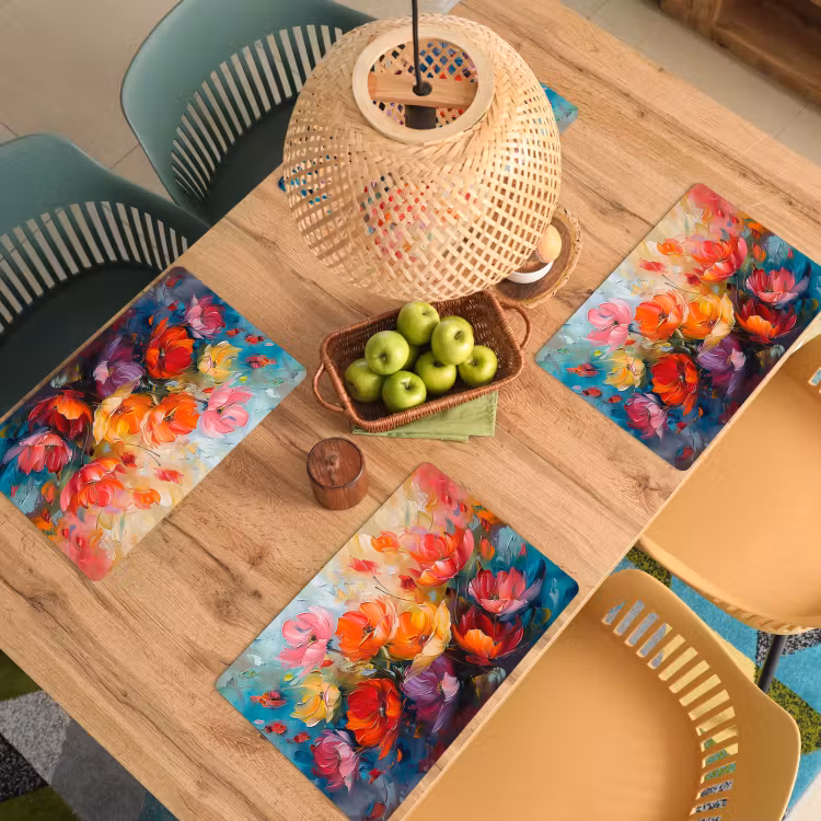 Bloemen - Kleurrijk - Verf - Abstract - Kunst Placemat vinyl groot -zzsfeer5_Kitchenyeah-website