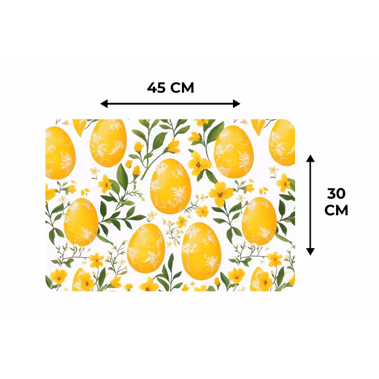 Bloemen - Paaseieren - Geel Placemat vinyl groot -specs