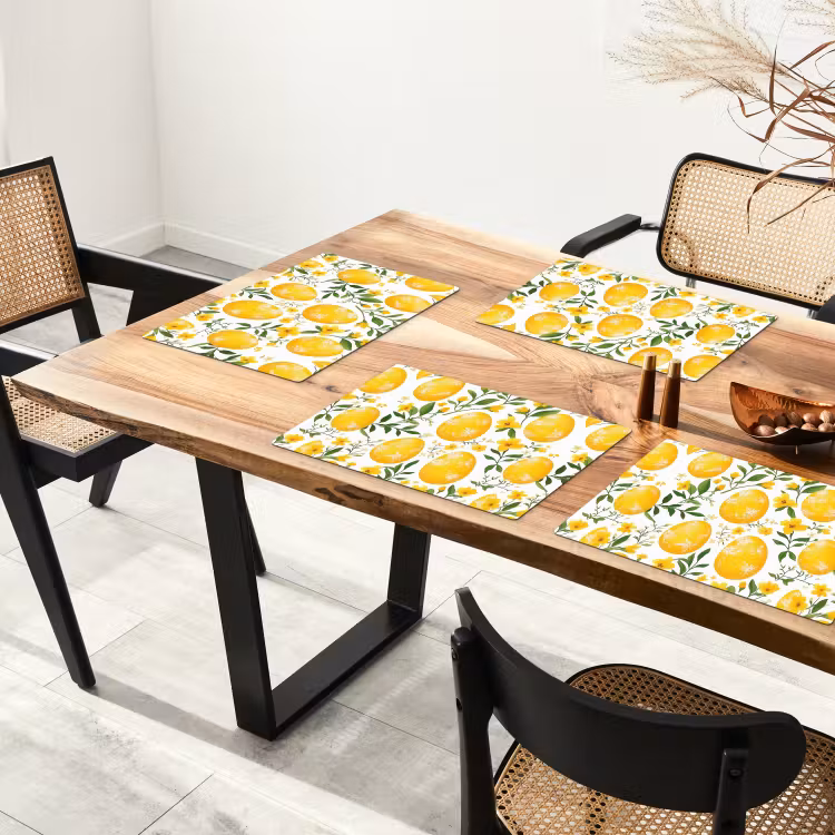 Bloemen - Paaseieren - Geel Placemat vinyl groot -zzsfeer4_Kitchenyeah-website