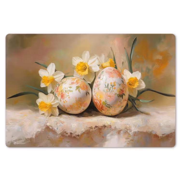 Bloemen - Eieren - Geschilderd Placemat vinyl groot -zzsfeer1_Kitchenyeah-website