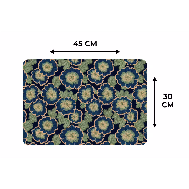 Bloemen - Borduurwerk - Patroon - Blauw - Groen Placemat vinyl groot 368 -specs