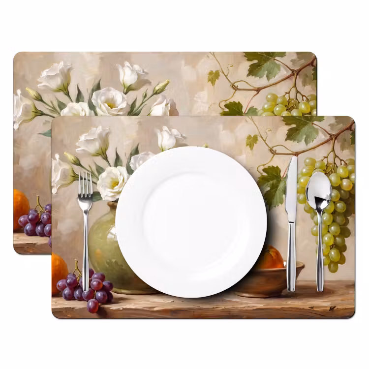 Placemat - 6 pieces - Flowers - Fruit - Still Life - Bloemen - Fruit - Stilleven Placemat vinyl groot