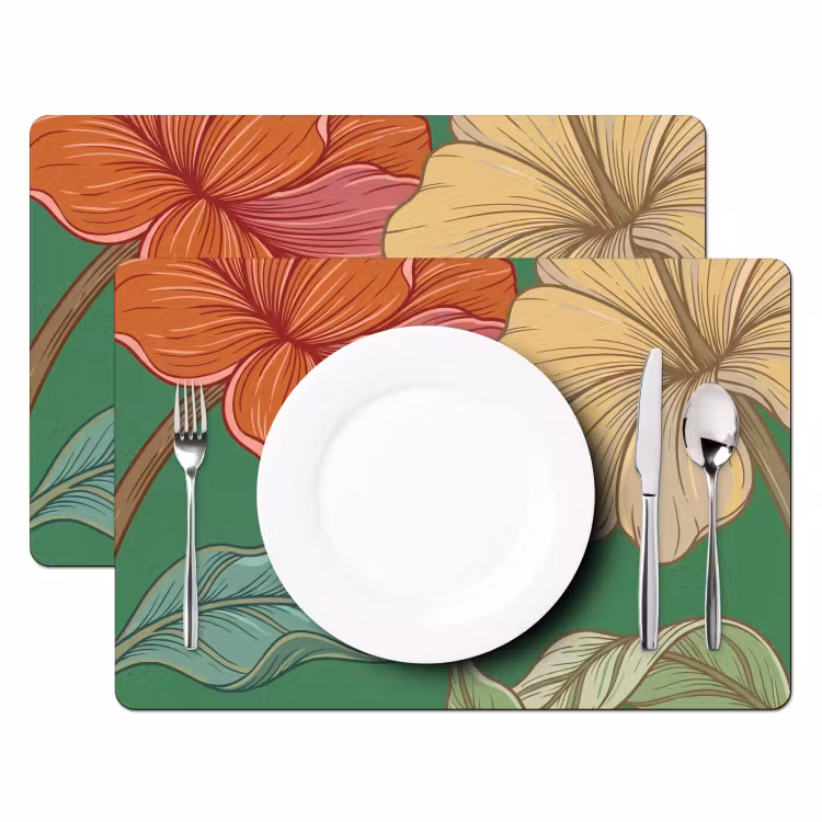 Placemat - 6 pieces - Flowers - Greenery - Illustration - Bloemen - Groen - Illustratie Placemat vinyl groot