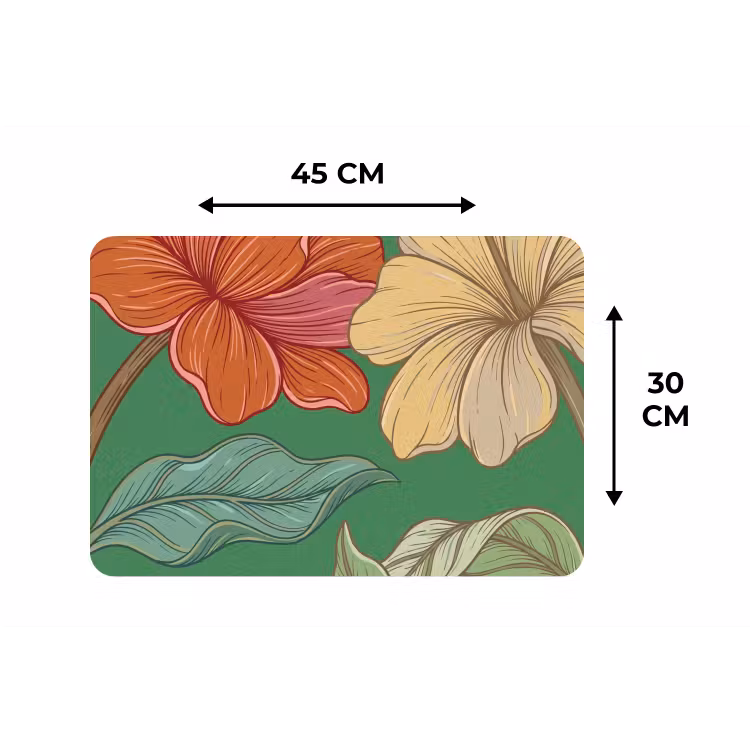 Placemat - 6 pieces - Flowers - Greenery - Illustration - Bloemen - Groen - Illustratie Placemat vinyl groot