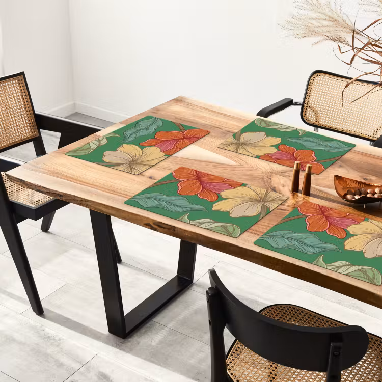 Placemat - 6 pieces - Flowers - Greenery - Illustration - Bloemen - Groen - Illustratie Placemat vinyl groot