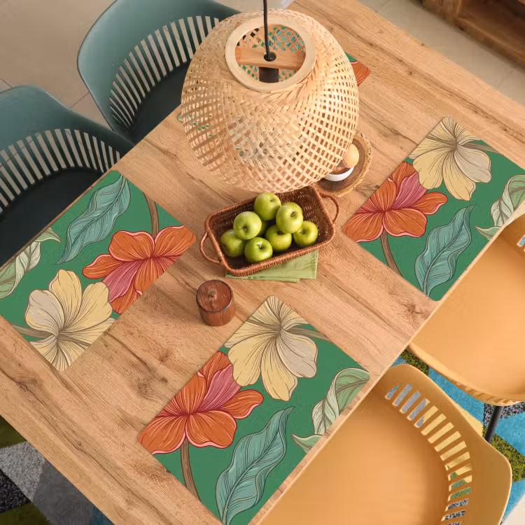 Placemat - 6 pieces - Flowers - Greenery - Illustration - Bloemen - Groen - Illustratie Placemat vinyl groot