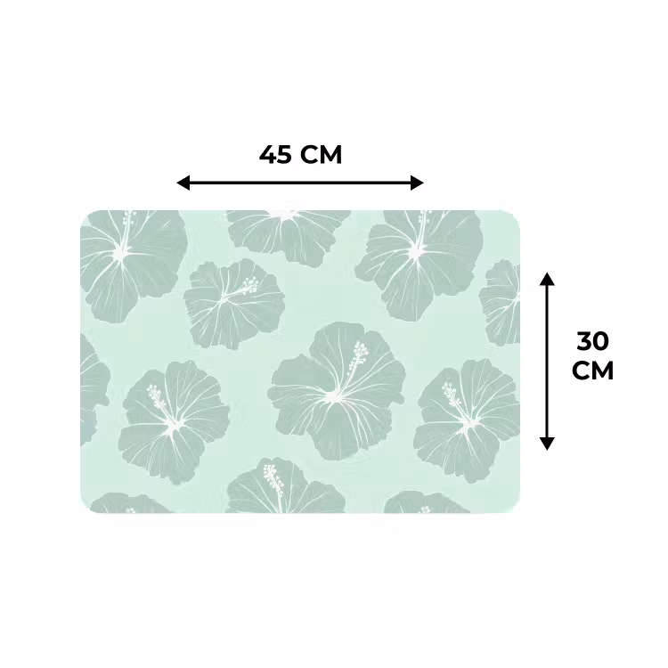 Bloemen - Hibiscus - Mint Placemat vinyl groot 368 -specs