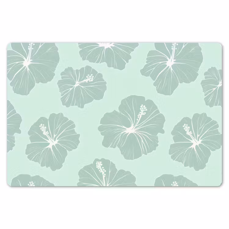 Bloemen - Hibiscus - Mint Placemat vinyl groot 368 -zzsfeer1_Kitchenyeah-website