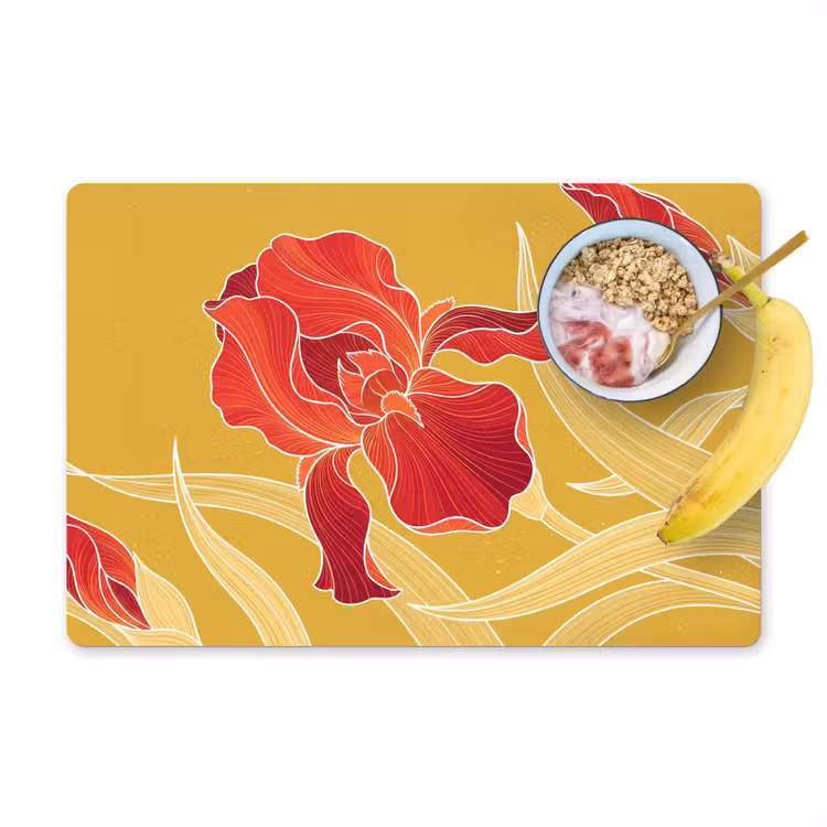 Placemat - 6 pieces - Flowers - Illustration - Red - Bloemen - Illustratie - Rood Placemat vinyl groot