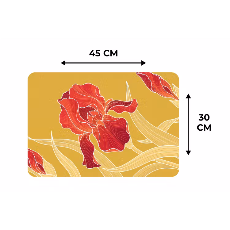 Placemat - 6 pieces - Flowers - Illustration - Red - Bloemen - Illustratie - Rood Placemat vinyl groot