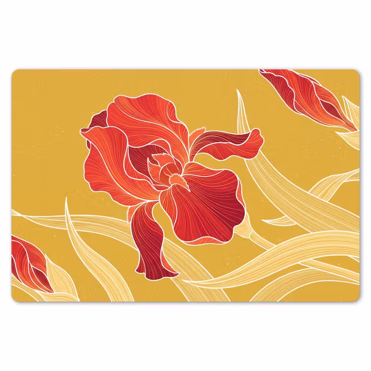 Placemat - 6 pieces - Flowers - Illustration - Red - Bloemen - Illustratie - Rood Placemat vinyl groot