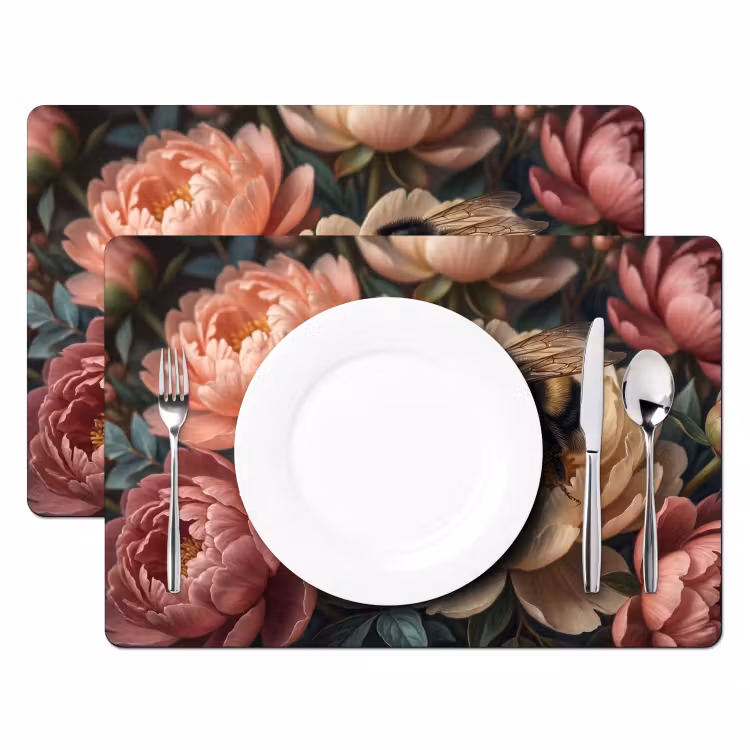 Bloemen - Insect - Natuur - Roze Placemat vinyl groot -zzsfeer2_Kitchenyeah-website