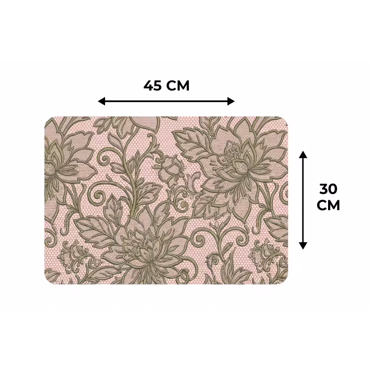 Bloemen - Kant - Patroon - Klassiek - Groen Placemat vinyl groot -specs