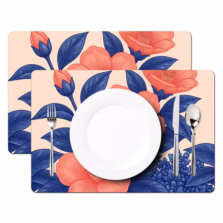 Placemat - 6 pieces - Flowers - Leaves - Botanical - Bloemen - Bladeren - Botanisch Placemat vinyl groot