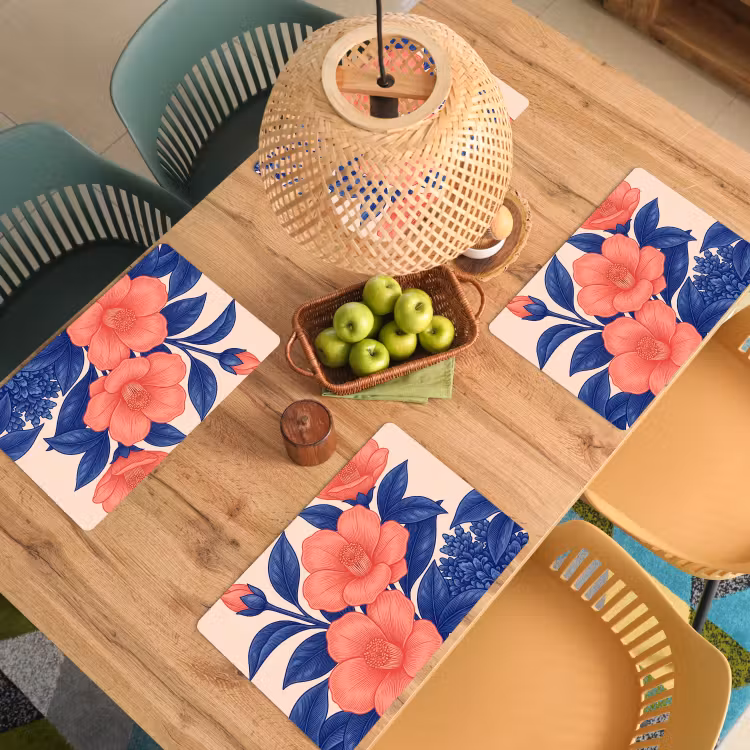 Placemat - 6 pieces - Flowers - Leaves - Botanical - Bloemen - Bladeren - Botanisch Placemat vinyl groot