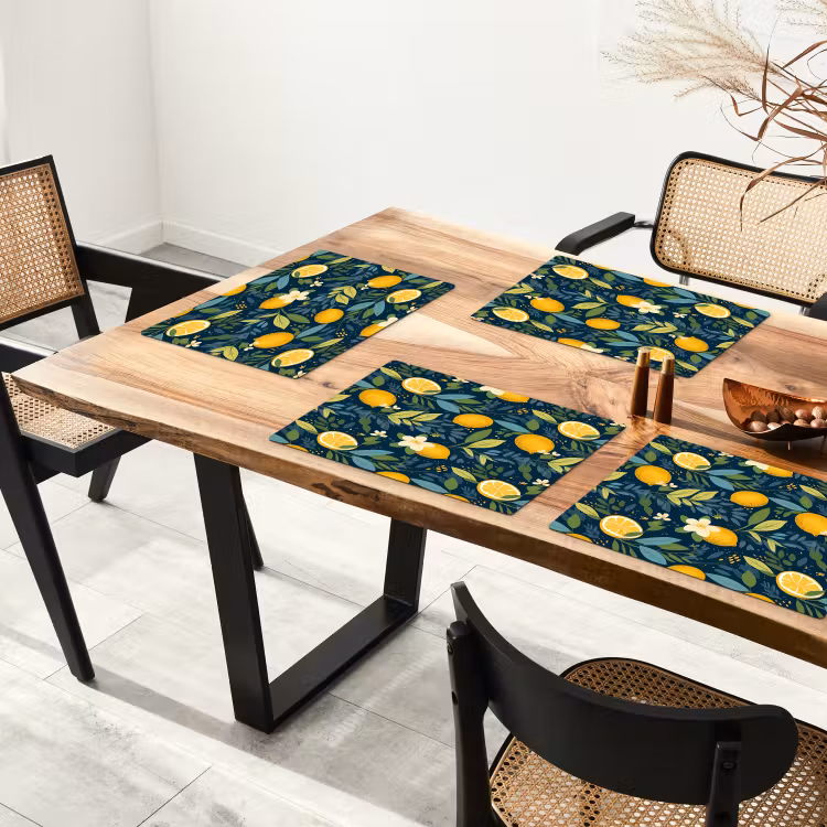 Bloemen - Bladeren - Citroenen - Blauw Placemat vinyl groot 368 -zzsfeer4_Kitchenyeah-website