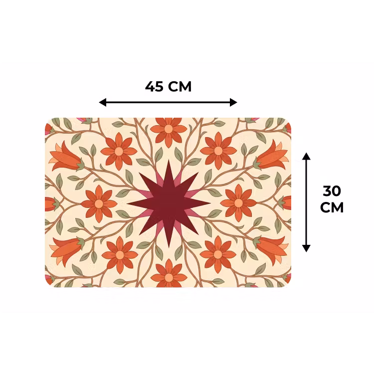 Bloemen - Mandala - Decoratief - Rood Placemat vinyl groot -specs