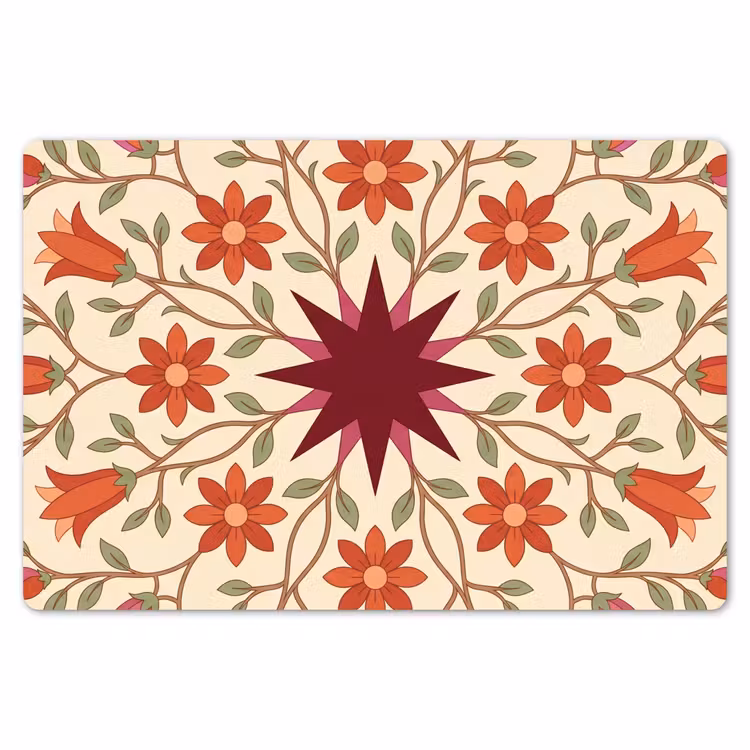 Bloemen - Mandala - Decoratief - Rood Placemat vinyl groot -zzsfeer1_Kitchenyeah-website