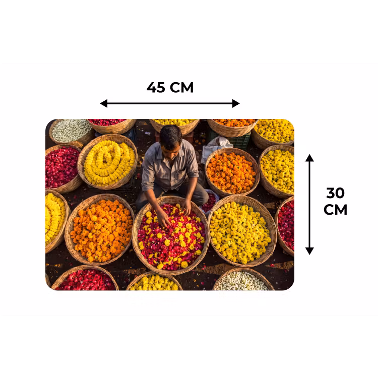 Placemat - 6 pieces - Flowers - Market - Colorful - Bloemen - Markt - Kleurrijk Placemat vinyl groot