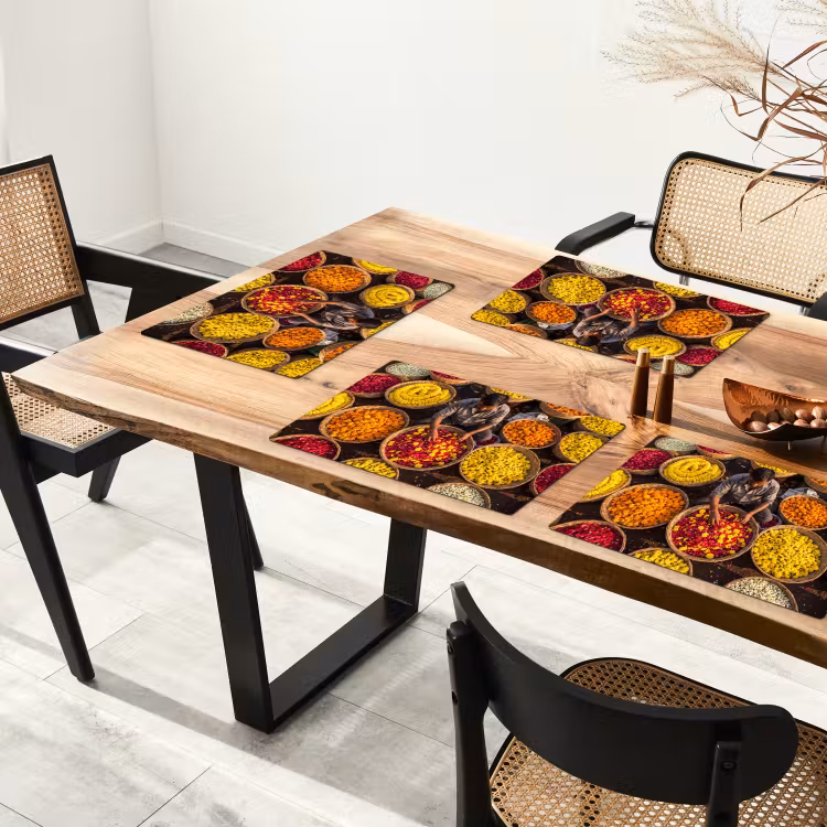Placemat - 6 pieces - Flowers - Market - Colorful - Bloemen - Markt - Kleurrijk Placemat vinyl groot