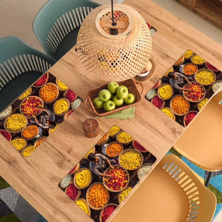 Placemat - 6 pieces - Flowers - Market - Colorful - Bloemen - Markt - Kleurrijk Placemat vinyl groot