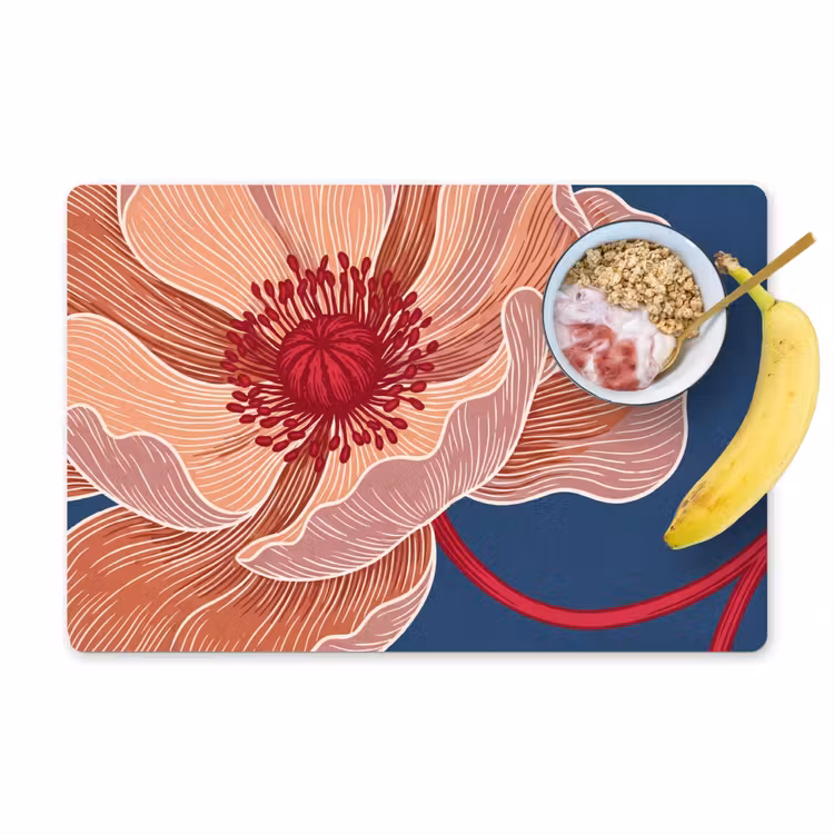 Placemat - 6 pieces - Flowers - Modern - Abstract - Bloemen - Modern - Abstract Placemat vinyl groot