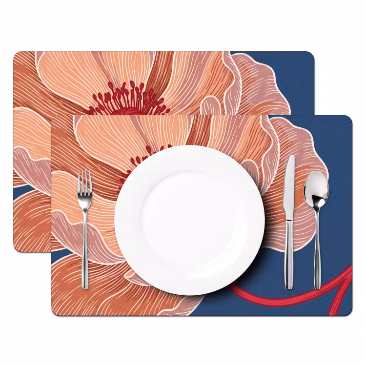 Placemat - 6 pieces - Flowers - Modern - Abstract - Bloemen - Modern - Abstract Placemat vinyl groot
