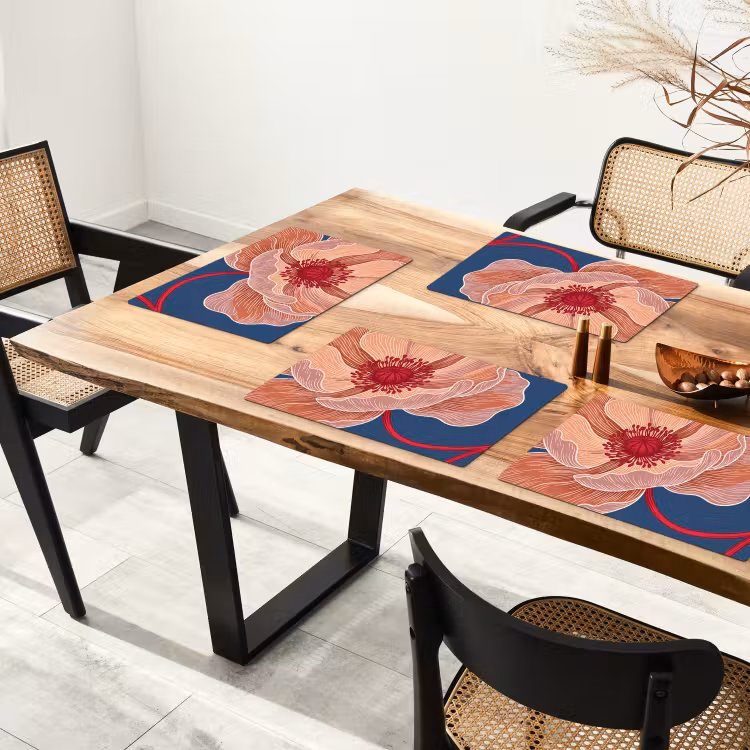 Placemat - 6 pieces - Flowers - Modern - Abstract - Bloemen - Modern - Abstract Placemat vinyl groot