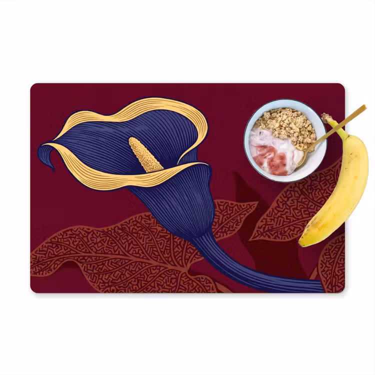 Placemat - 6 pieces - Flowers - Modern - Purple - Bloemen - Modern - Paars Placemat vinyl groot