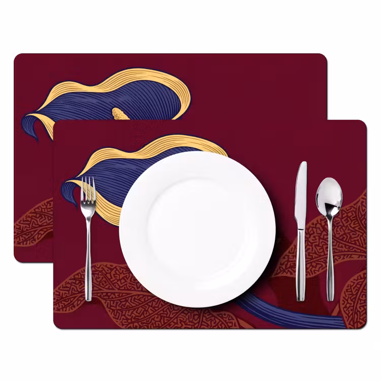 Placemat - 6 pieces - Flowers - Modern - Purple - Bloemen - Modern - Paars Placemat vinyl groot