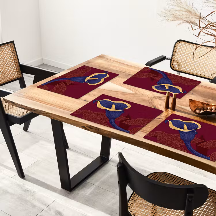 Placemat - 6 pieces - Flowers - Modern - Purple - Bloemen - Modern - Paars Placemat vinyl groot