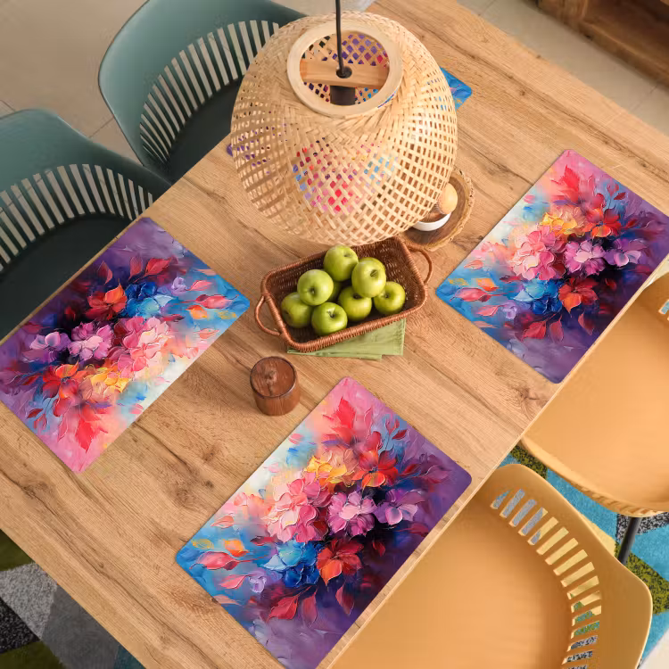 Bloemen - Verf - Abstract - Kleurrijk Placemat vinyl groot -zzsfeer5_Kitchenyeah-website