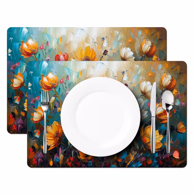 Bloemen - Verf - Kunst - Modern Placemat vinyl groot -zzsfeer2_Kitchenyeah-website