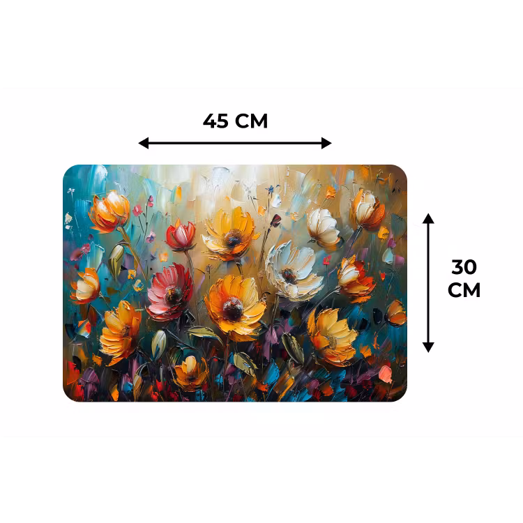 Bloemen - Verf - Kunst - Modern Placemat vinyl groot -specs