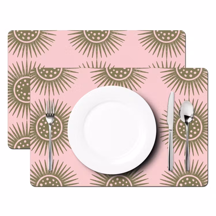 Bloemen - Patroon - Abstract - Roze - Groen Placemat vinyl groot -zzsfeer2_Kitchenyeah-website