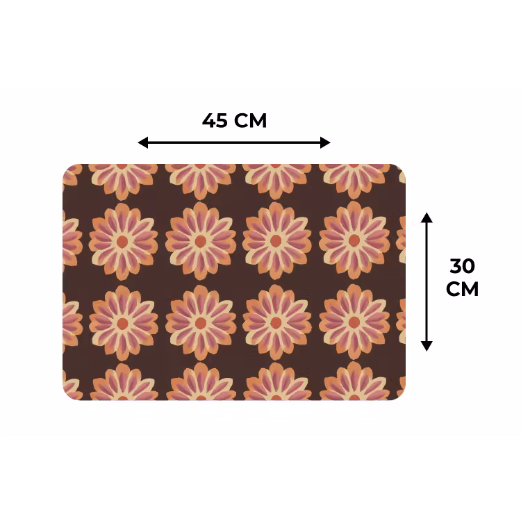 Bloemen - Patroon - Bruin Placemat vinyl groot 368 -specs