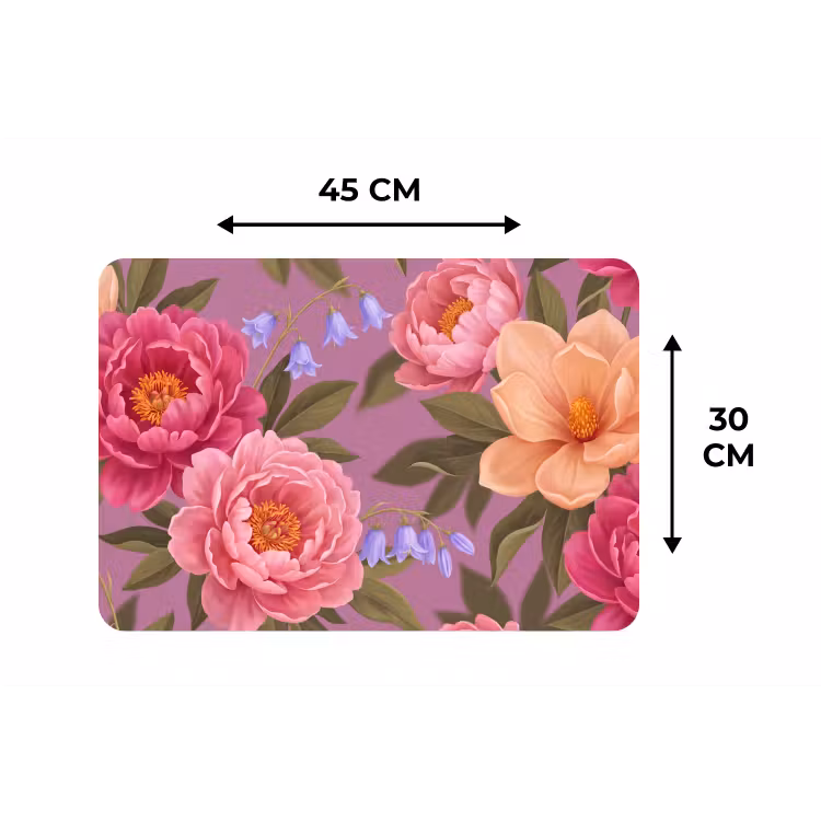 Bloemen - Patroon - Illustratie - Roze Placemat vinyl groot -specs