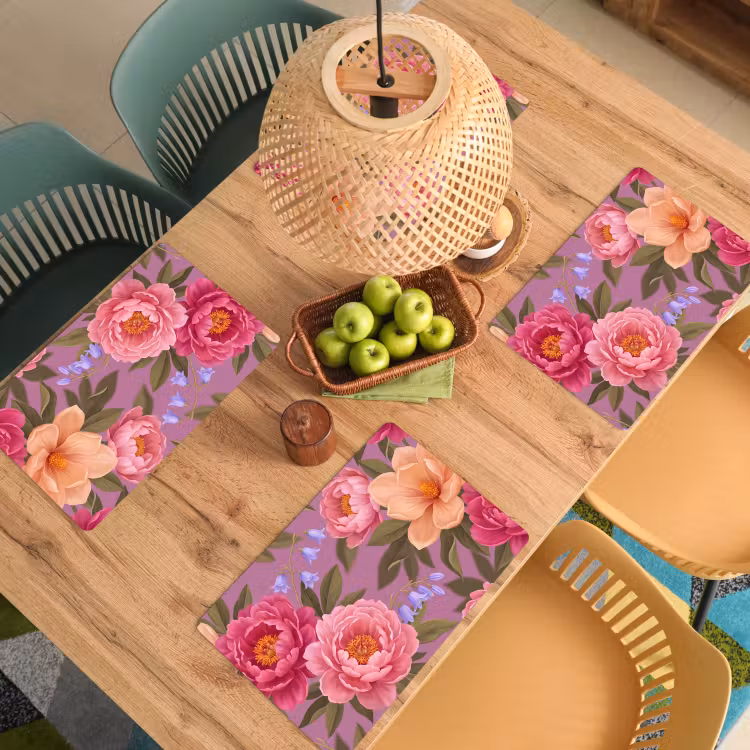 Bloemen - Patroon - Illustratie - Roze Placemat vinyl groot -zzsfeer5_Kitchenyeah-website