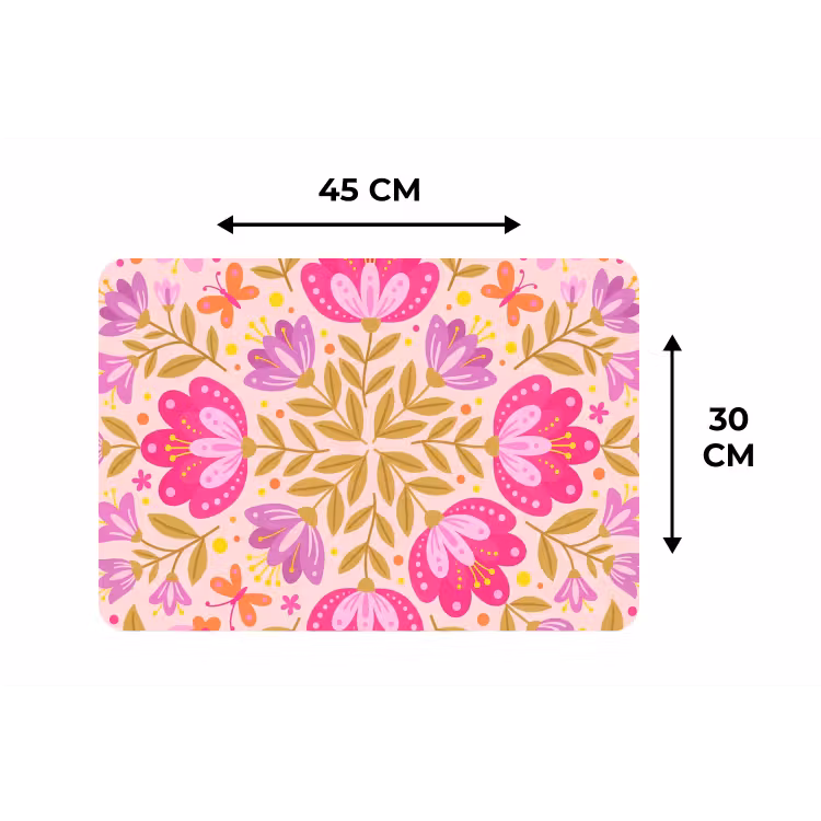 Bloemen - Patroon - Natuur - Abstract - Roze Placemat vinyl groot -specs